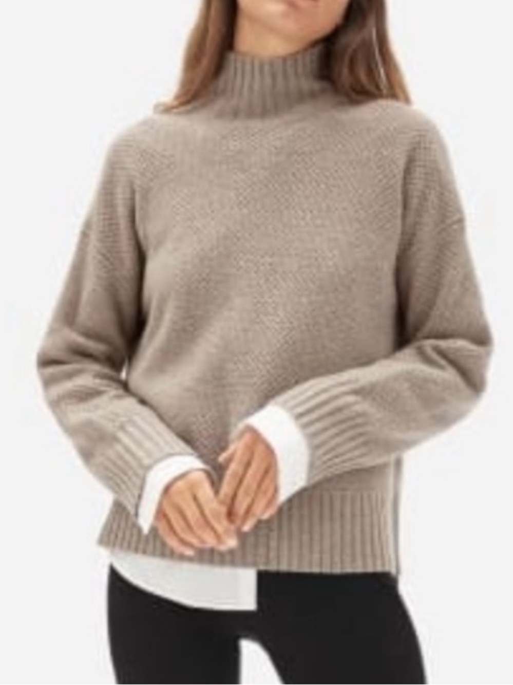 Everlane Cashmere Stroopwafel Turtleneck Sweater Size XS Brown Tan